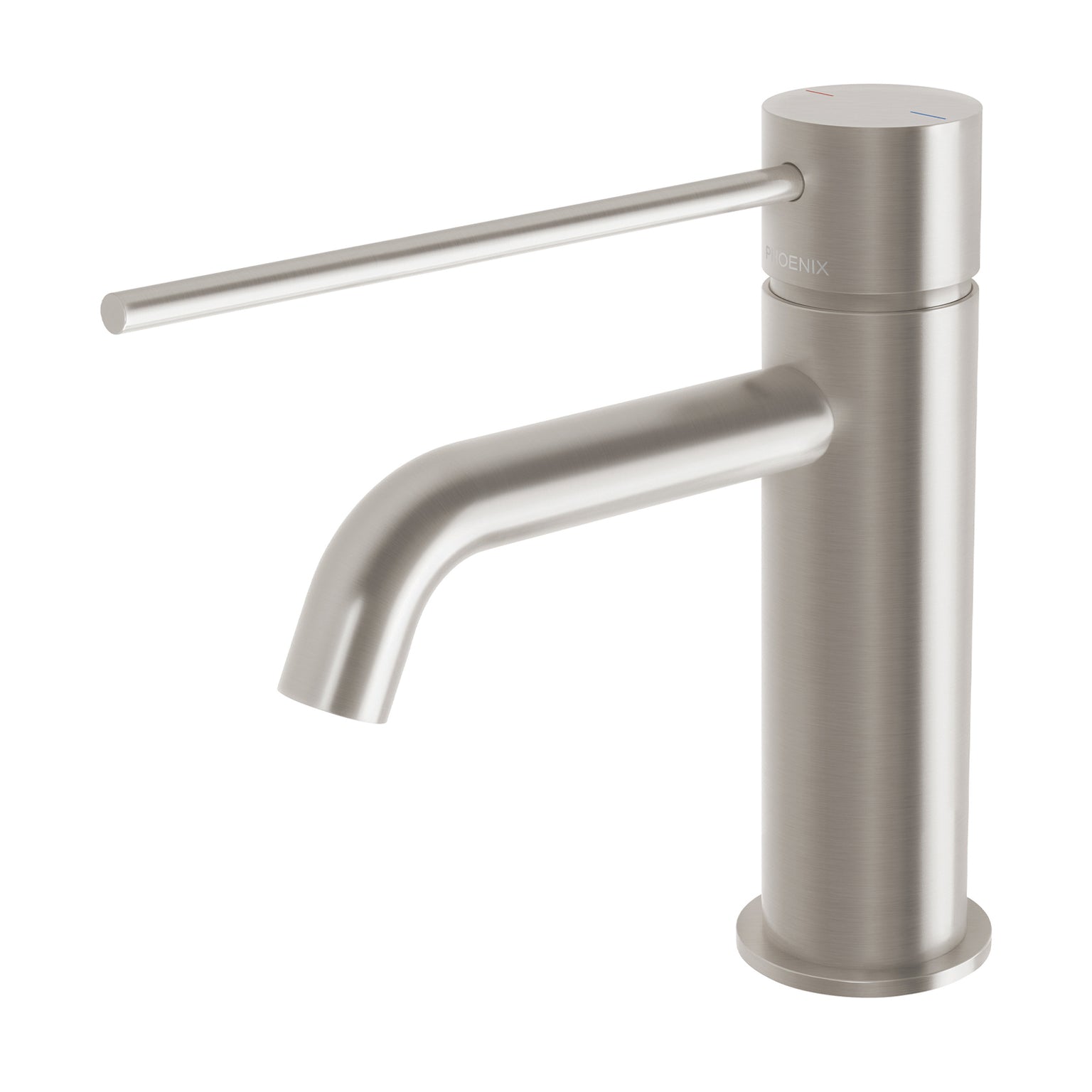 Phoenix Vivid Slimline Basin Mixer Curved Outlet with Extended Lever – Lead Free