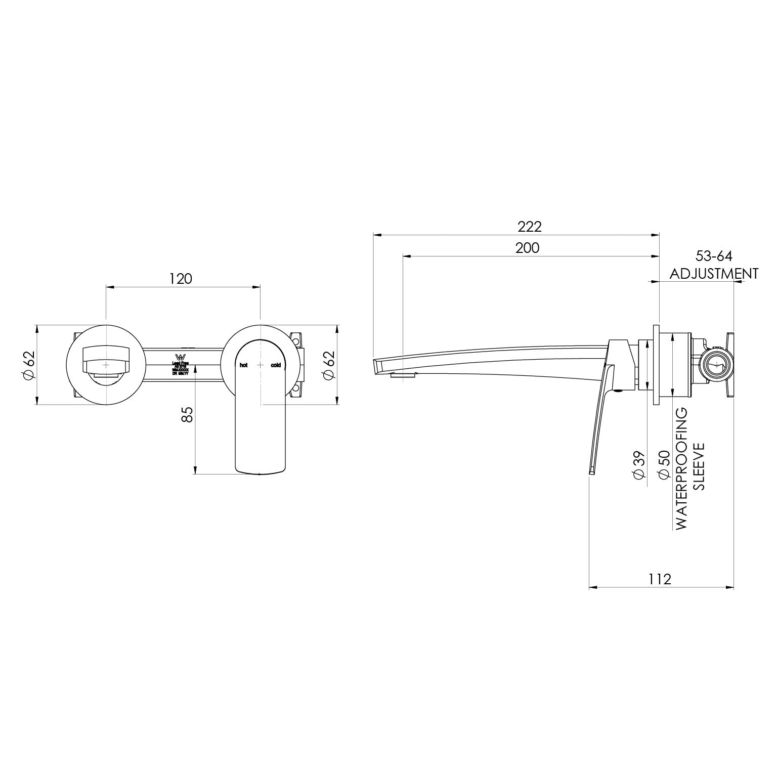 Phoenix Mekko SwitchMix Wall Basin / Bath Mixer Set 200mm Round Plates (Fit-Off Kit Only) – Lead Free