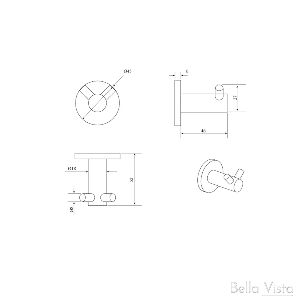 Bella Vista LVB Mica Double Robe Hook