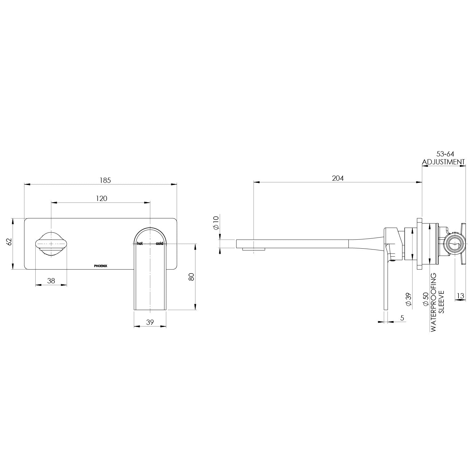 Phoenix Teel SwitchMix Wall Basin / Bath Mixer Set 200mm (Complete Kit) – Lead Free