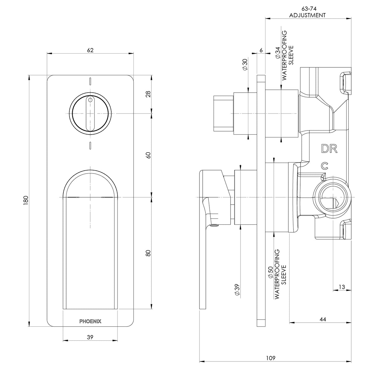 Phoenix Teel SwitchMix Shower / Bath Diverter Mixer (Complete Kit)