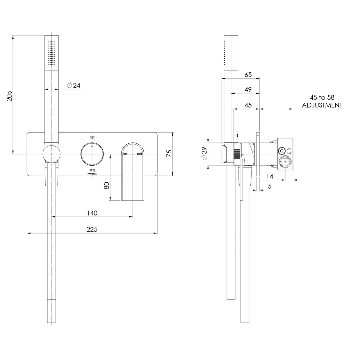 Phoenix Teel Wall Shower System