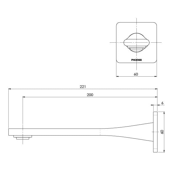 Phoenix Teel Wall Basin Outlet 200mm