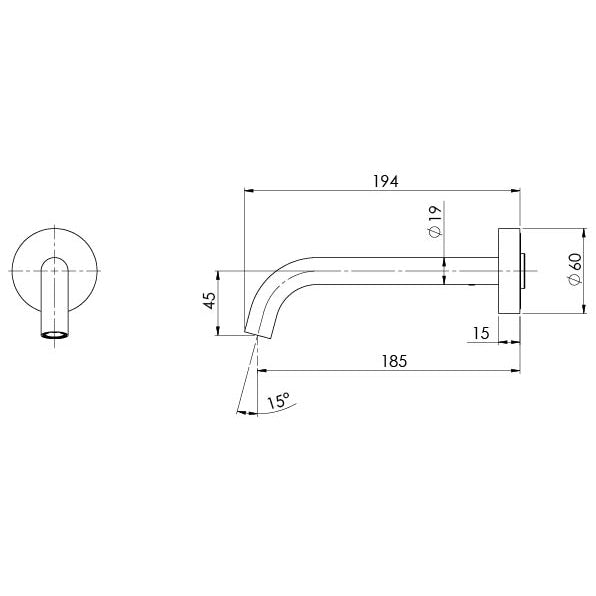 Phoenix Vivid Slimline Plus Wall Basin / Bath Outlet 180mm – Lead Free