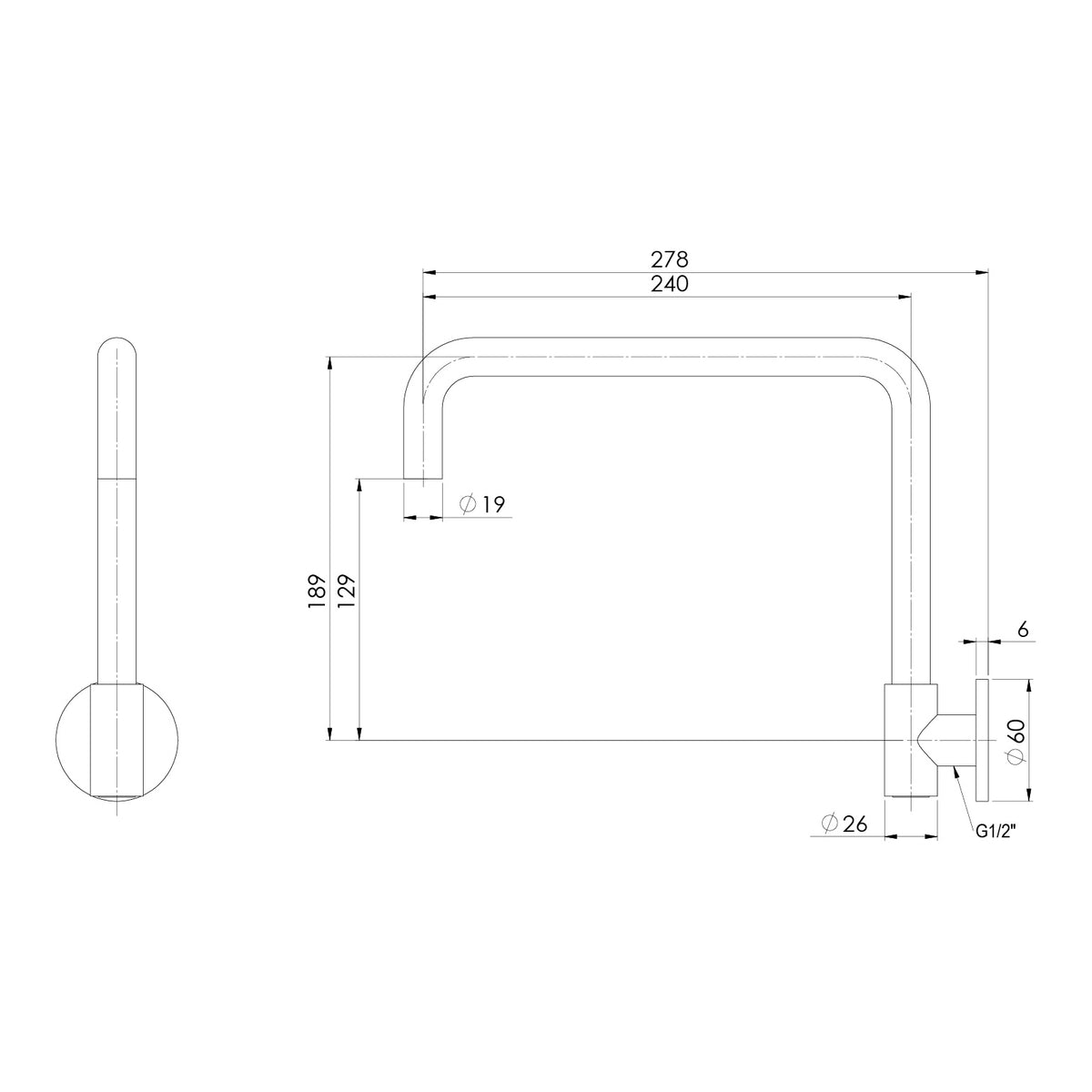 Phoenix Vivid Slimline Plus Wall Sink Outlet 240mm Squareline – Lead Free