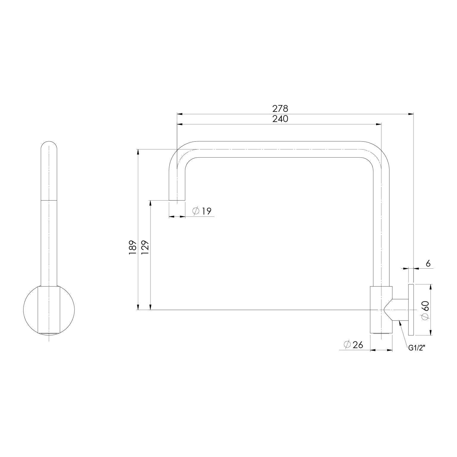 Phoenix Vivid Slimline Plus Wall Sink Outlet 240mm Squareline – Lead Free