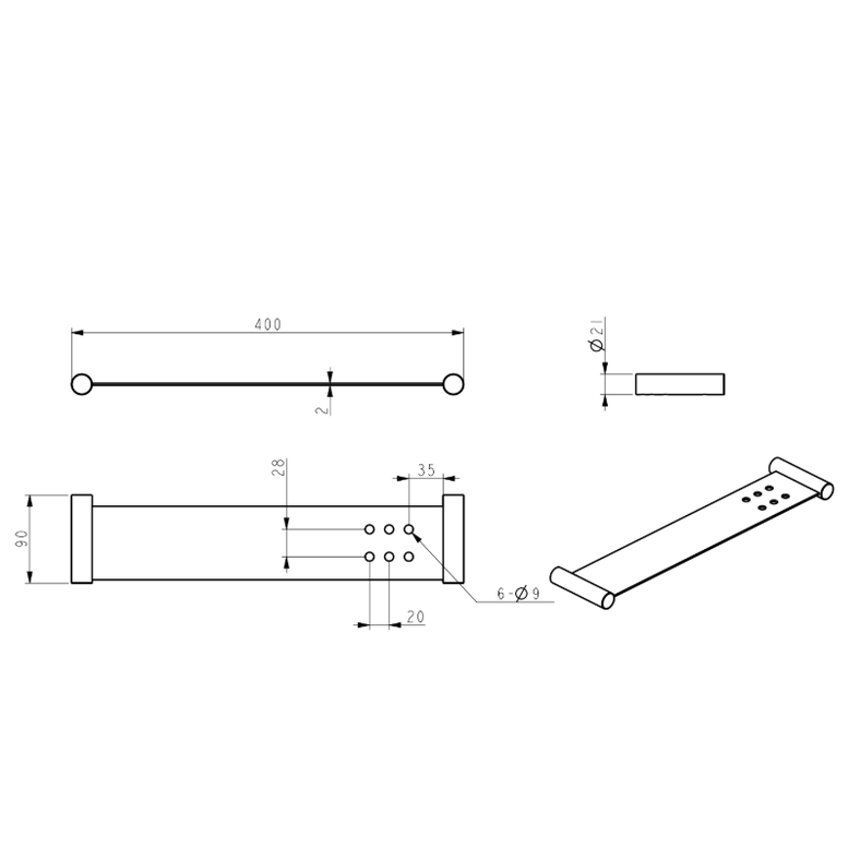 Bella Vista Mica Stainless Shelf - 400mm