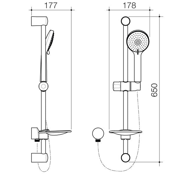 Flexispray Bermuda Rail Shower 3 Function