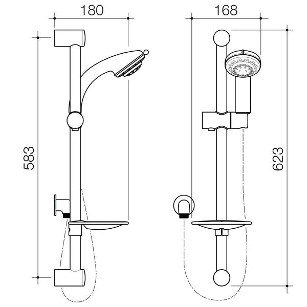 Flexispray Bermuda Classic 5 Function Rail Shower