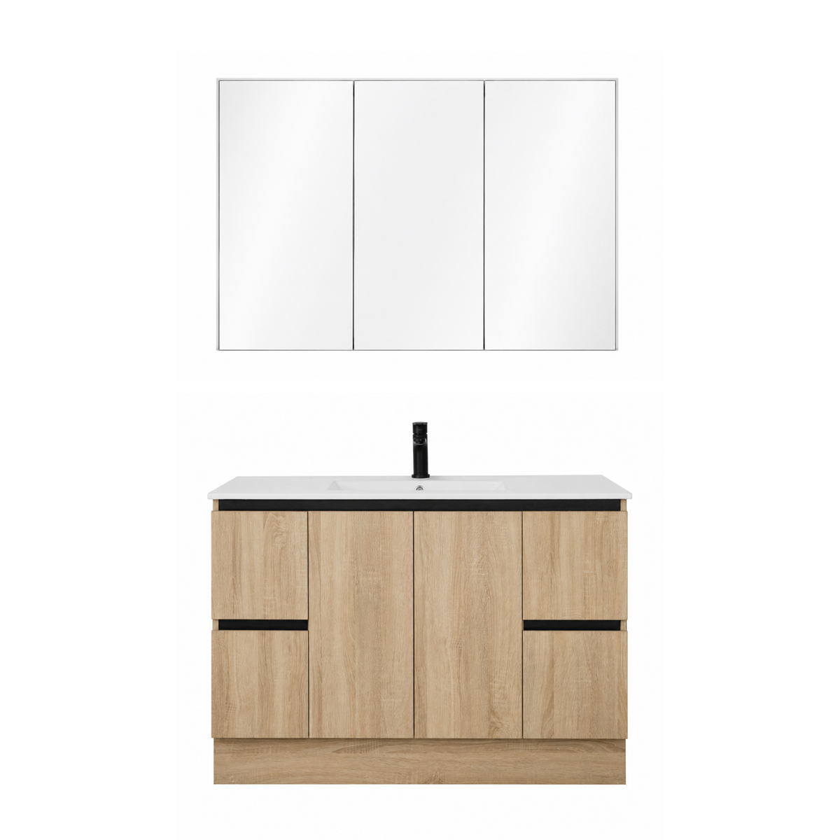 COMPLETE BATHROOM PACKAGE - EXON RANGE BRUSHED NICKEL WITH NUTRO FREE STANDING VANITY