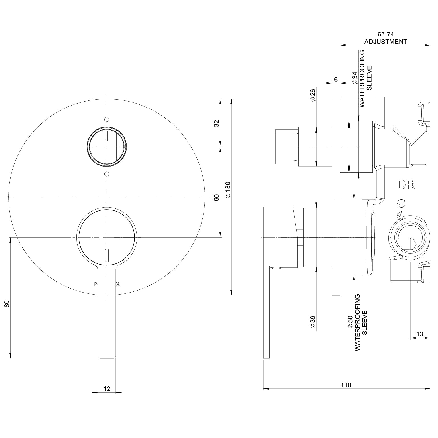 Phoenix Lexi MKII SwitchMix Shower / Bath Diverter Mixer (Fit-Off Kit Only)