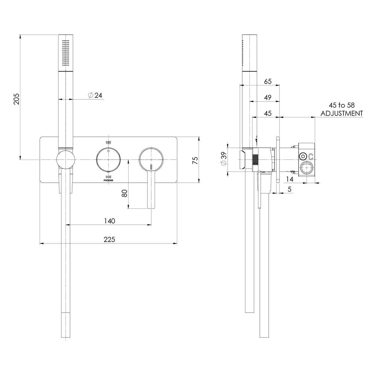 Phoenix Lexi MKII Wall Shower System