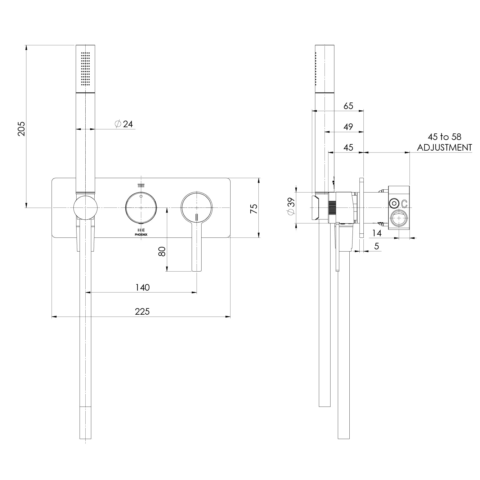 Phoenix Lexi MKII Wall Shower System