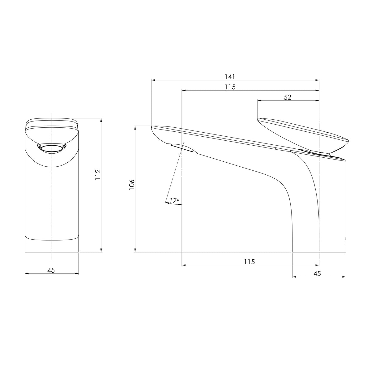 Phoenix Nuage Basin Mixer dimensions