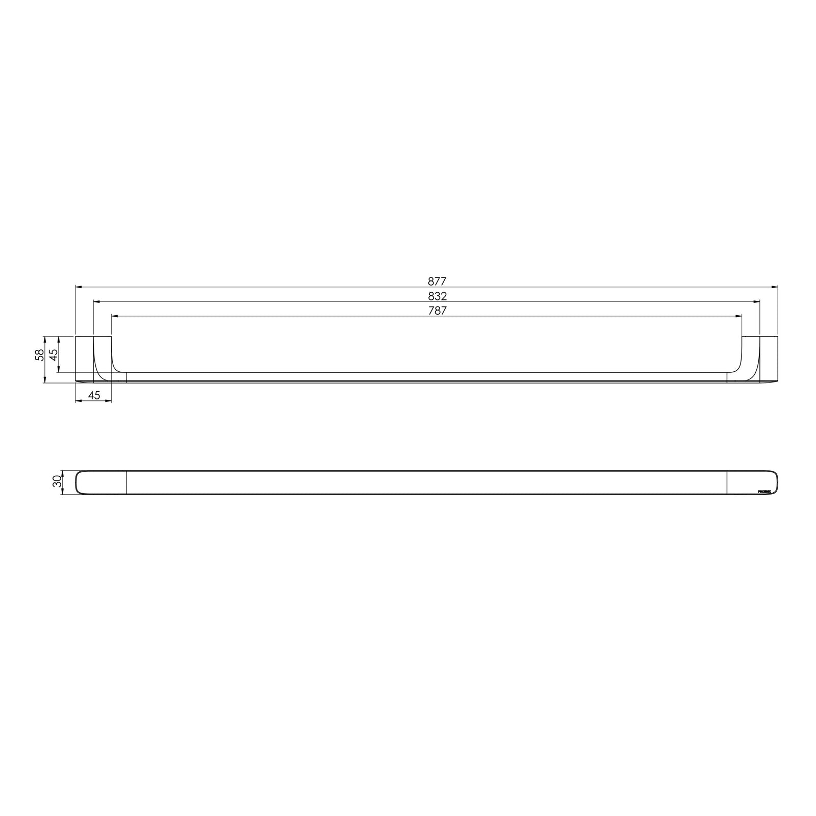 Phoenix Nuage Single Towel Rail 600mm