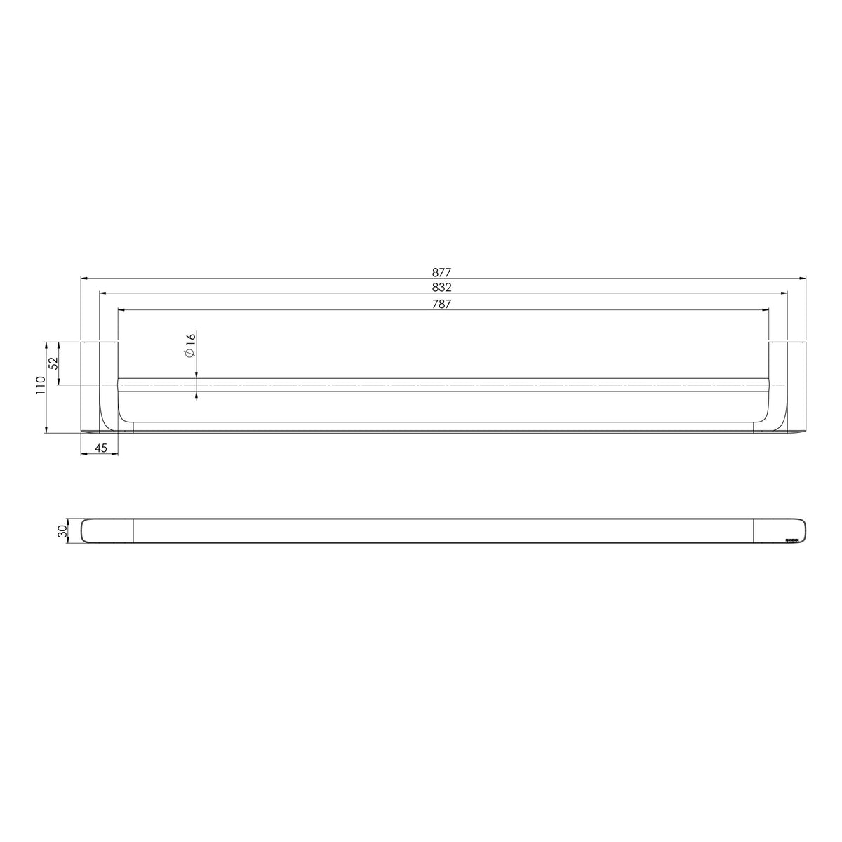 Phoenix Nuage Double Towel Rail 800mm