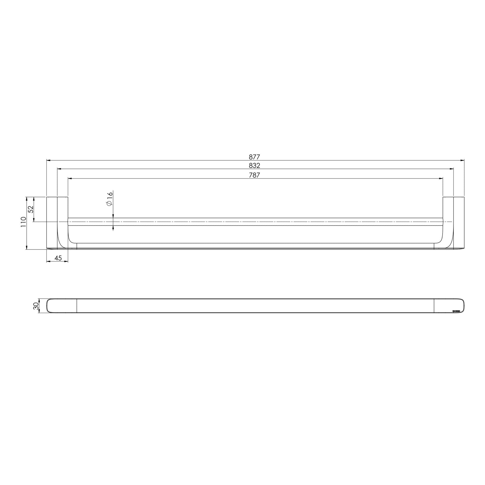 Phoenix Nuage Double Towel Rail 800mm