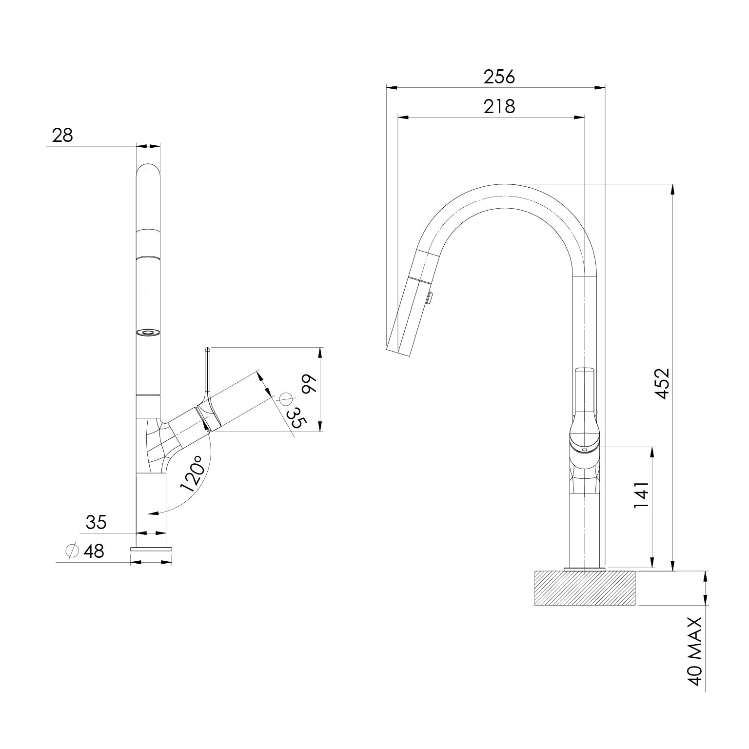 Phoenix Linq Pull Out Sink Mixer 220mm – Lead Free