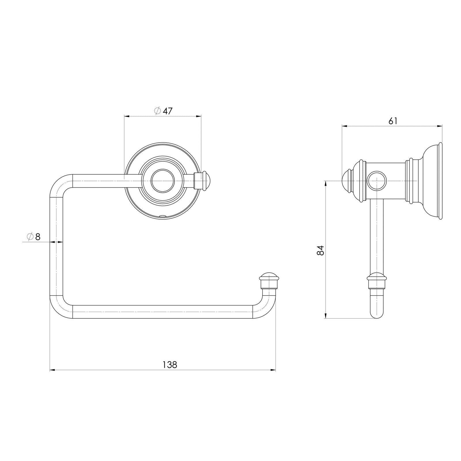 Phoenix Cromford Toilet Roll Holder dimensions