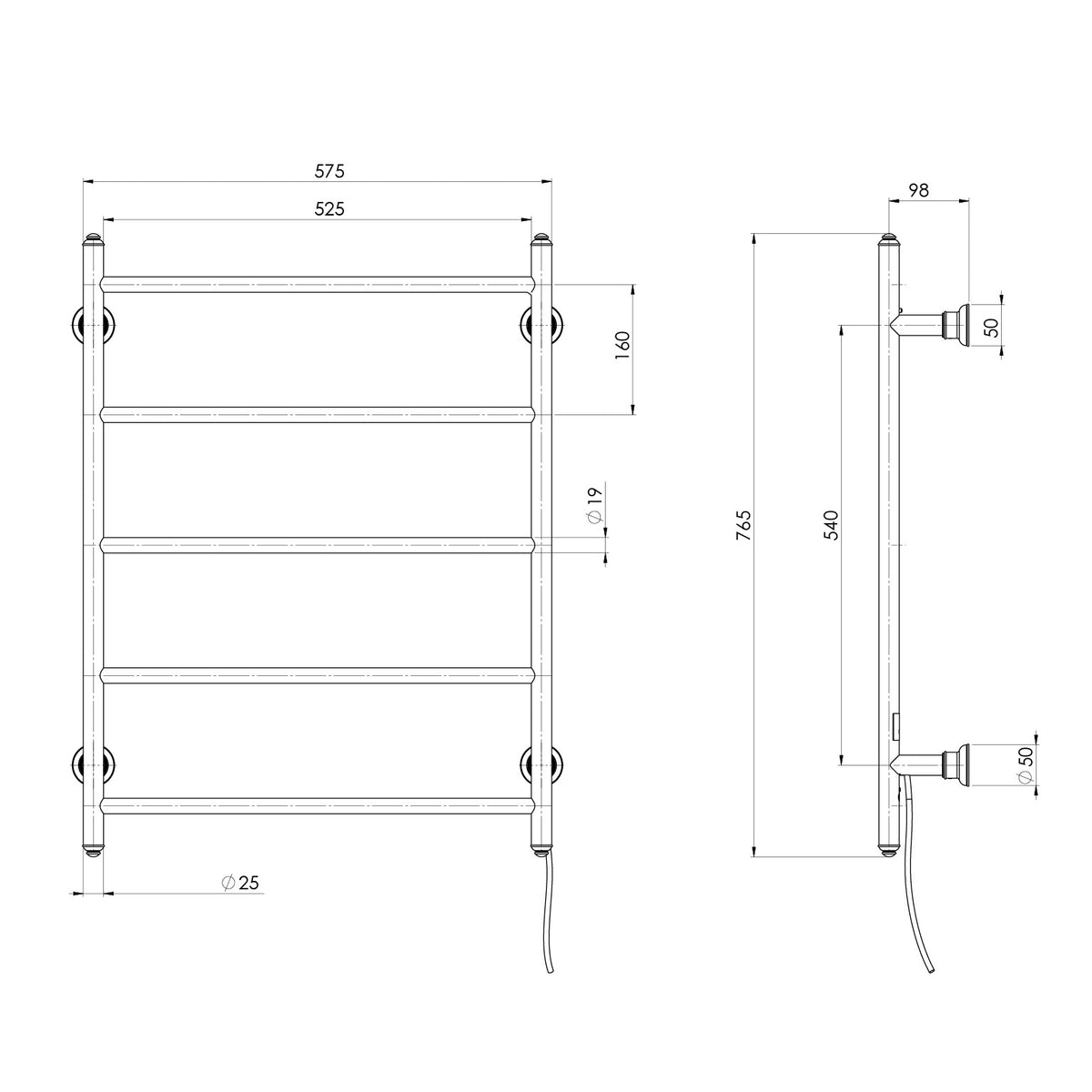 Phoenix Cromford Heated Towel Ladder 550mm x 750mm