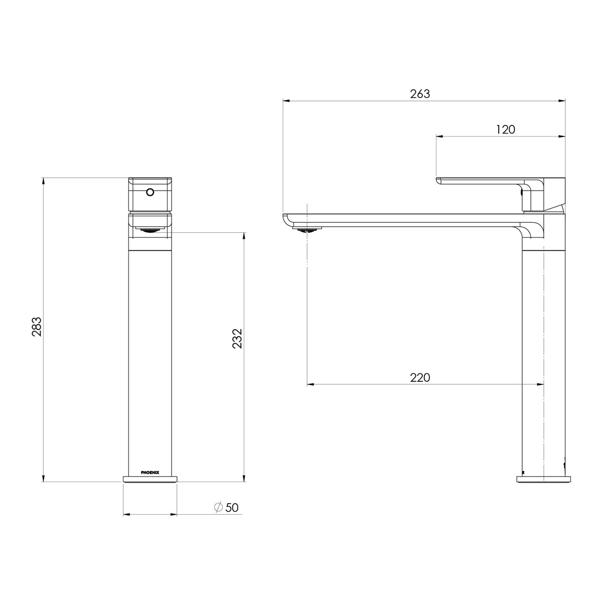 Phoenix Gloss MKII Sink Mixer 220mm