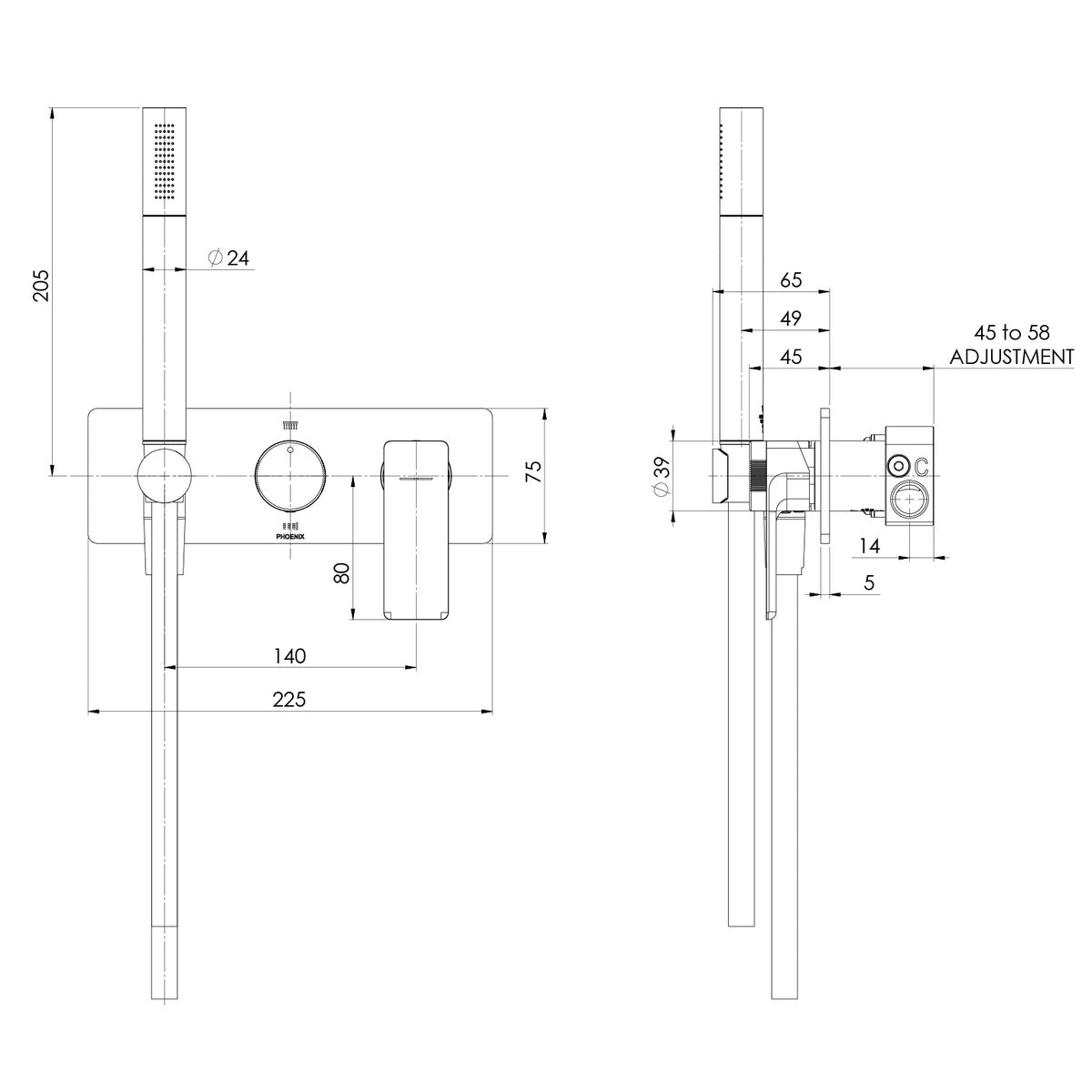 Phoenix Gloss MKII Wall Shower System