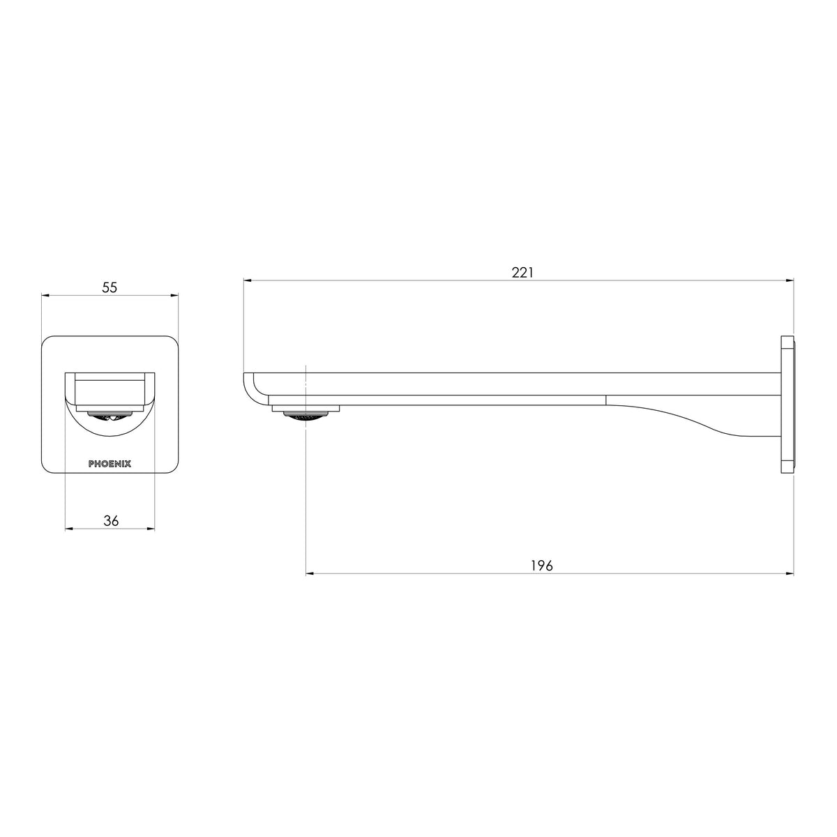 Phoenix Gloss MKII Wall Basin / Bath Outlet 200mm