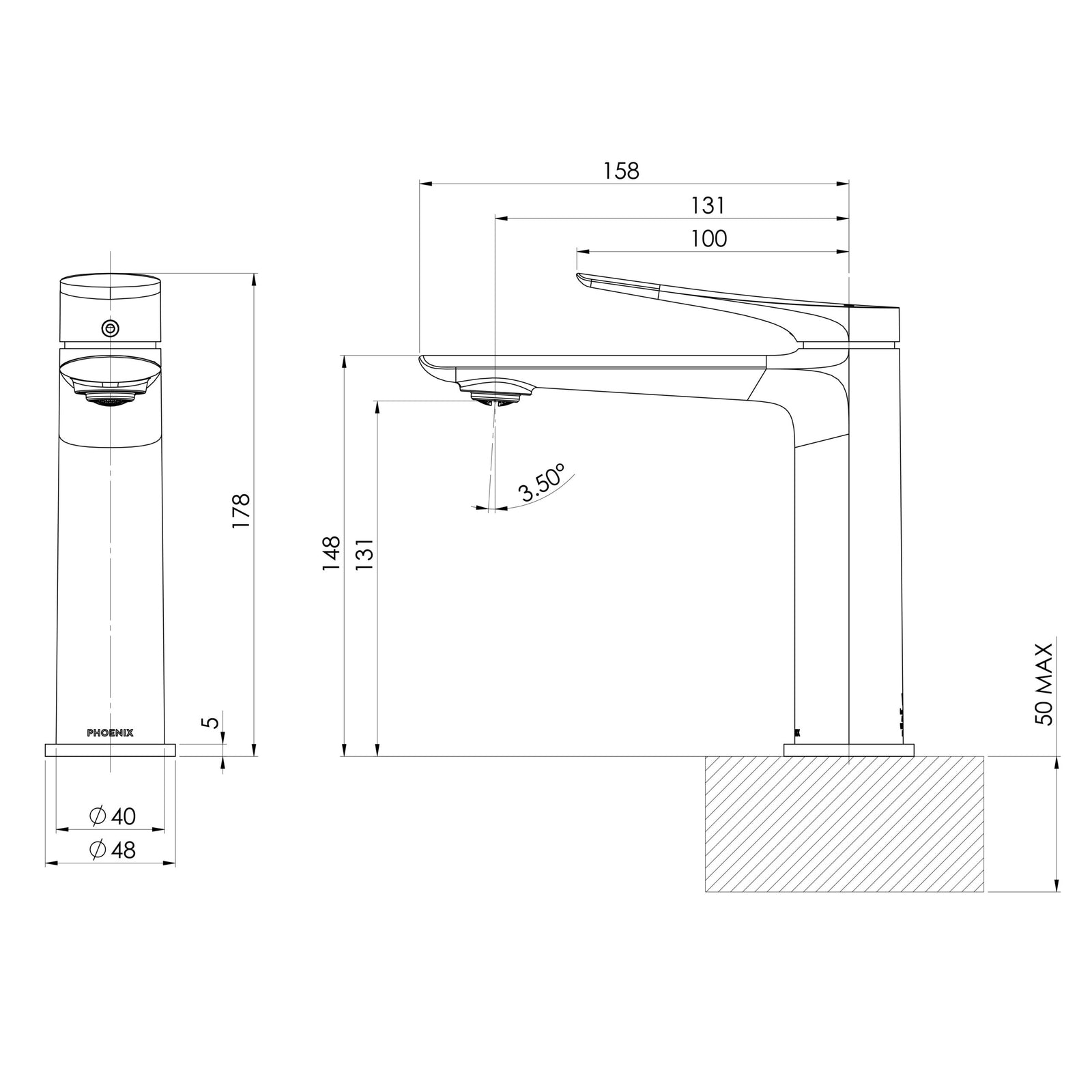 Phoenix Kusabi Basin Mixer – Lead Free