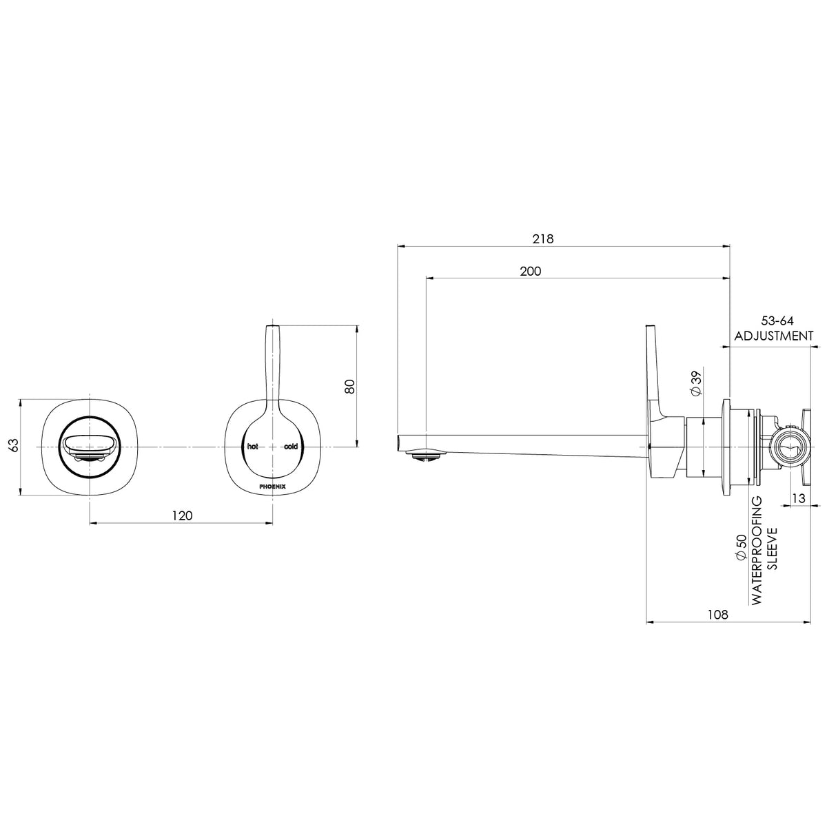Phoenix Vask SwitchMix Wall Basin / Bath Mixer Set Pin Up (Complete Kit) – Lead Free