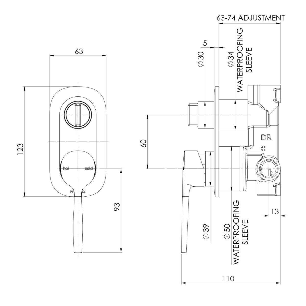 Phoenix Vask SwitchMix Shower / Bath Diverter Mixer (Fit-Off Kit Only) – Lead Free