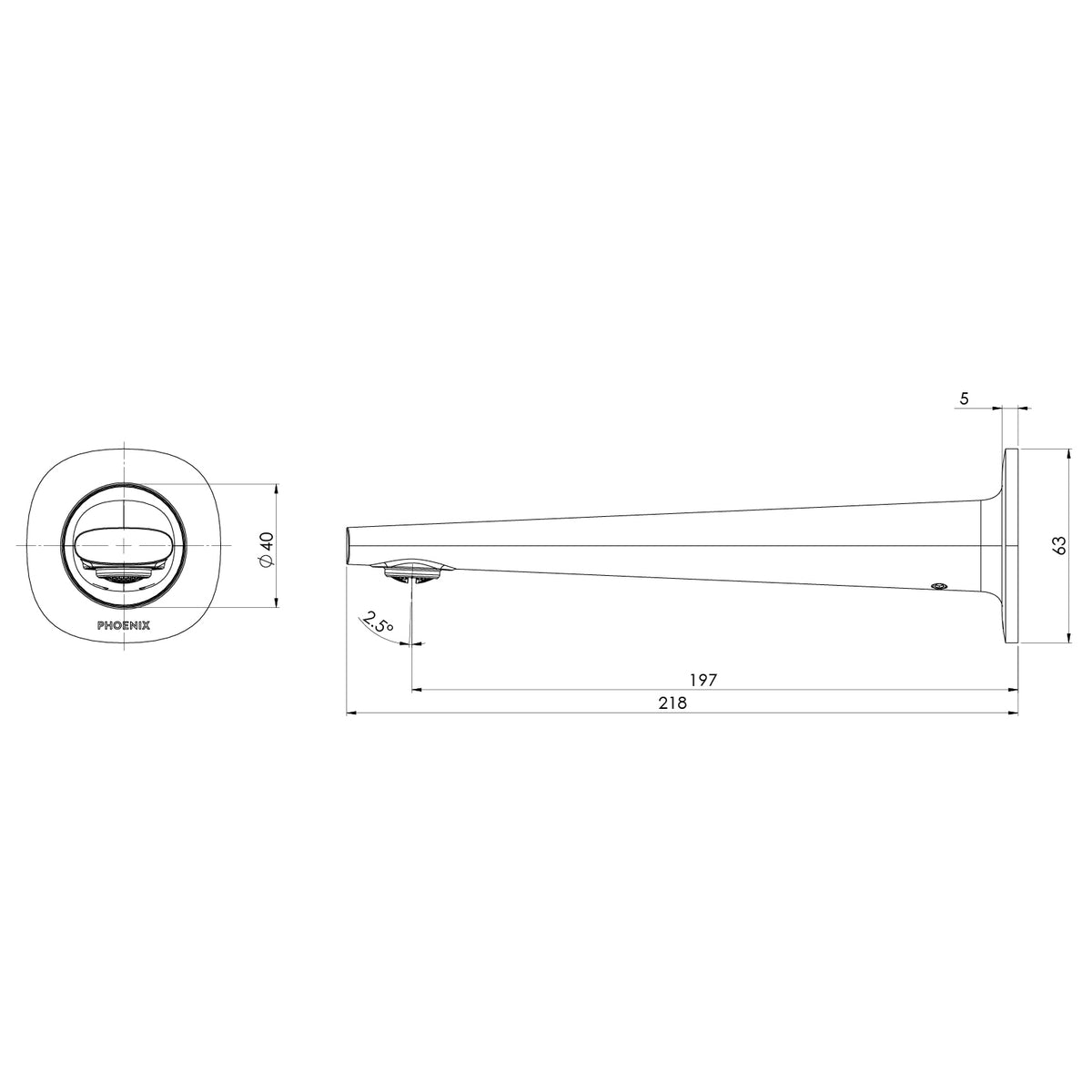 Phoenix Vask Wall Basin / Bath Outlet 200mm – Lead Free