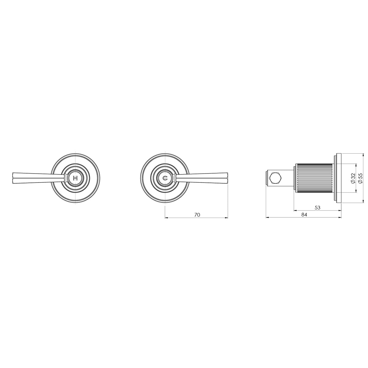 Phoenix Wiltern Wall Top Assemblies 15mm Extended Spindles – Lead Free
