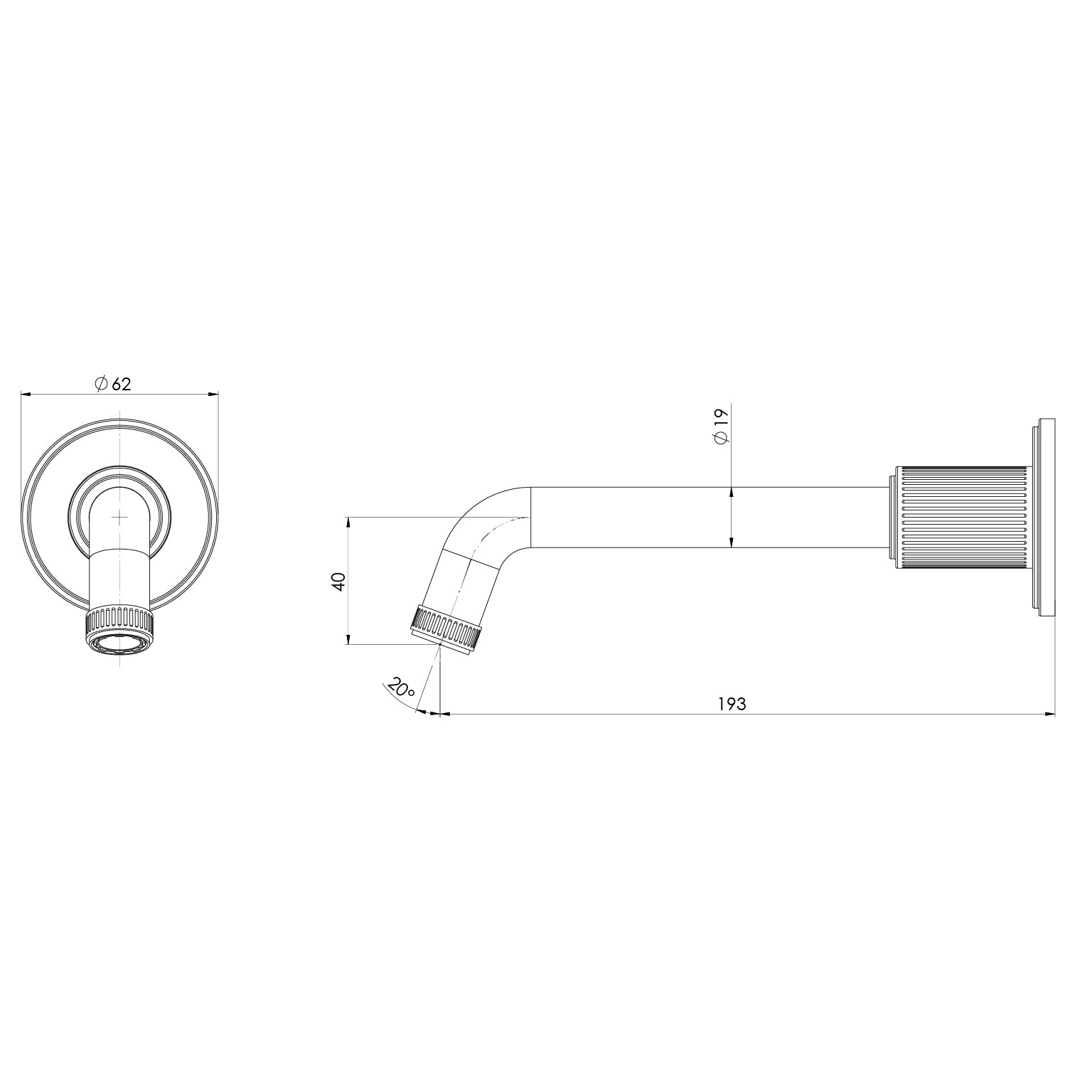 Phoenix Wiltern Wall Basin / Bath Outlet 190mm – Lead Free