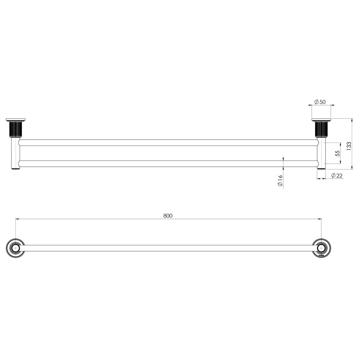 Phoenix Wiltern Double Towel Rail 800mm