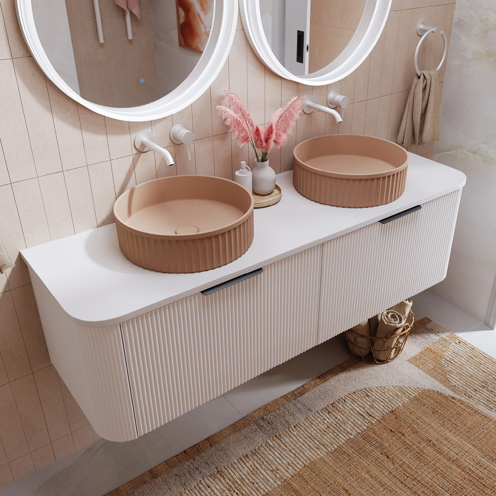 Minka Curved Satin White 1500 Wall Hung Cabinet