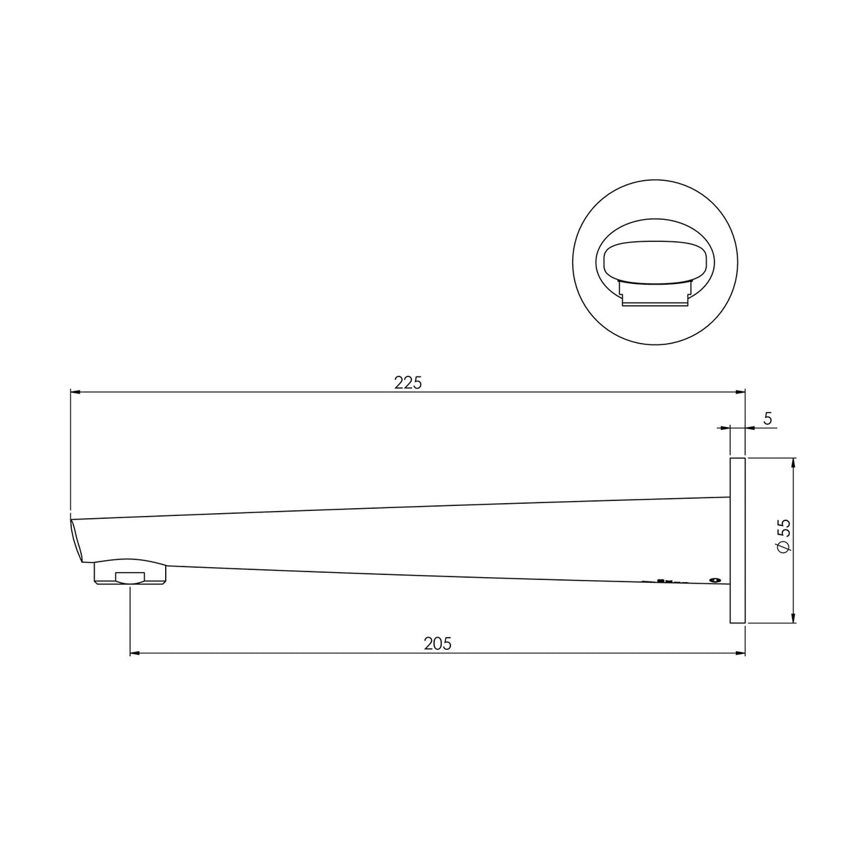 Phoenix Arlo Wall Bath Outlet 200mm