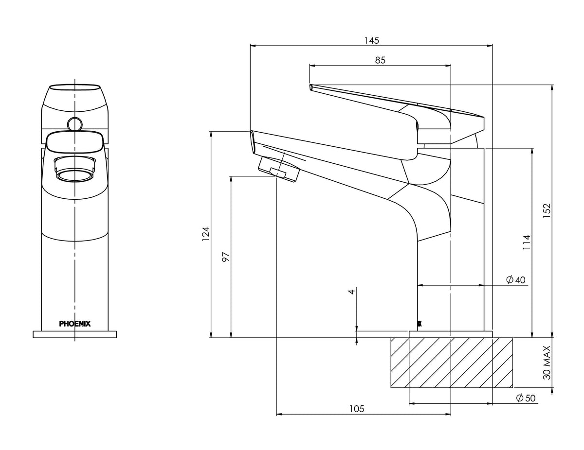 Phoenix Arlo Basin Mixer – 6 Star – Lead Free