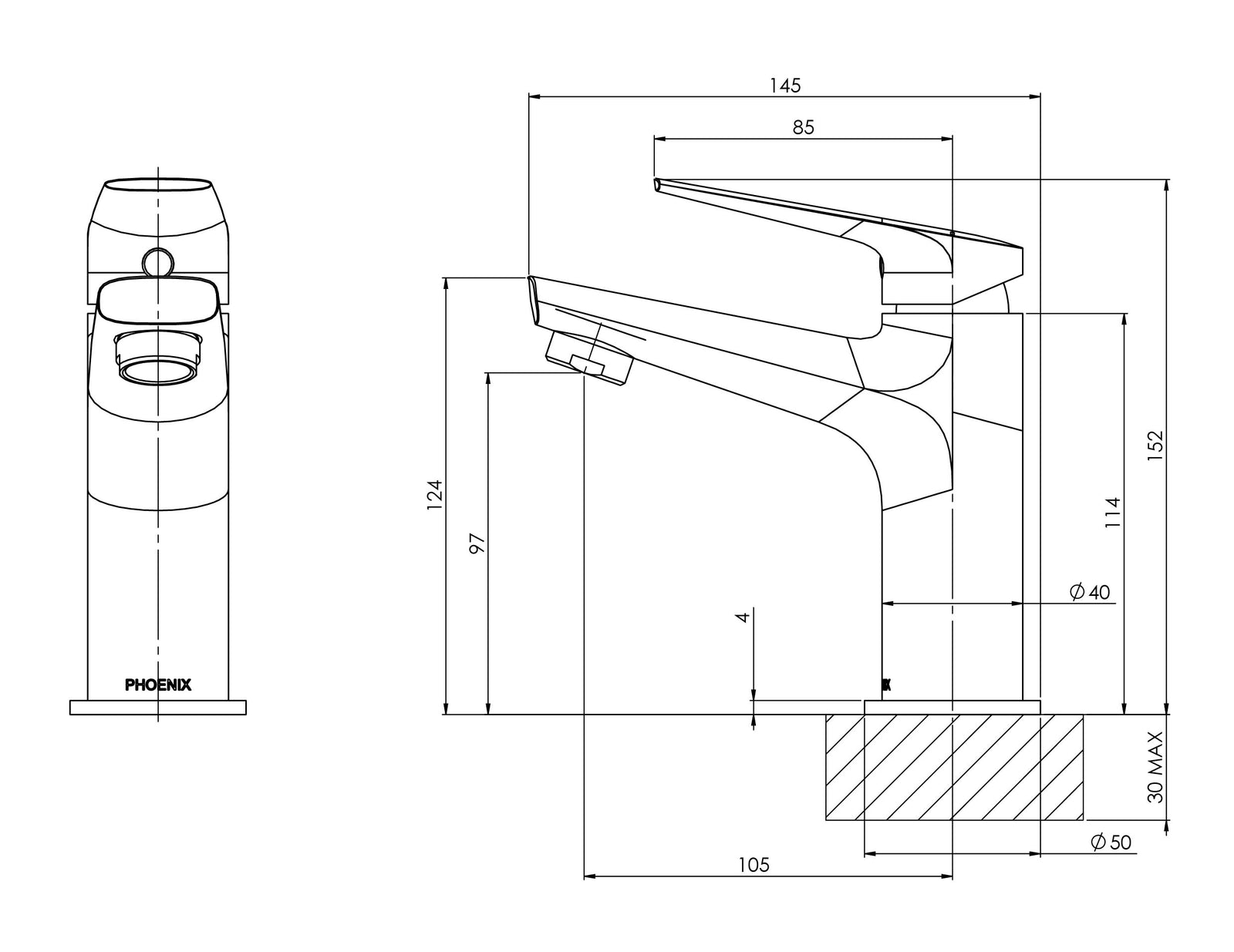 Phoenix Arlo Basin Mixer – 6 Star – Lead Free