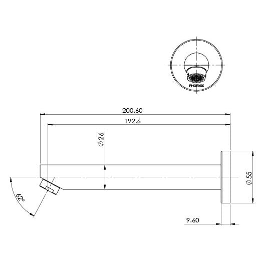 Phoenix Pina Wall Bath Outlet 180mm