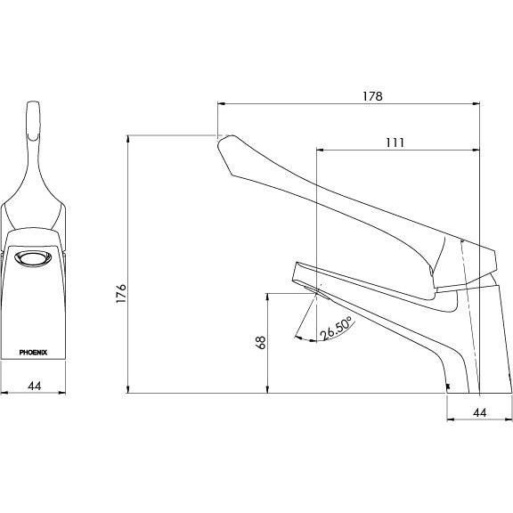 Phoenix Ivy MKII Extended Handle Fixed Basin Mixer – Lead Free