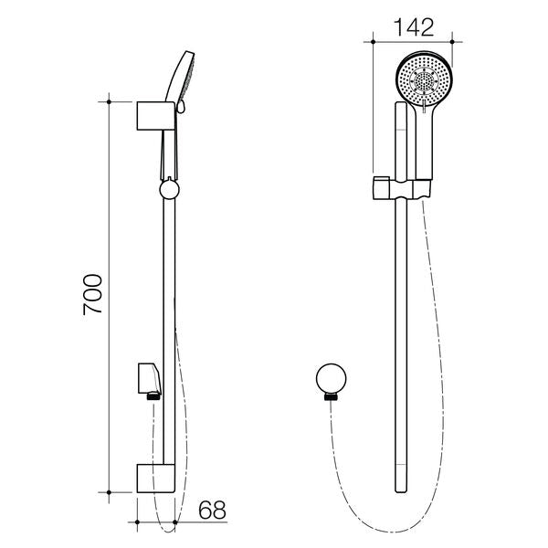 Caroma Splash Rail Shower 5 Function