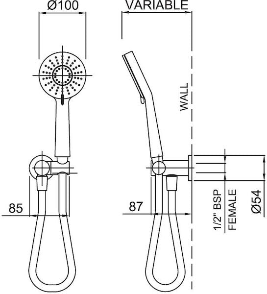 Methven KROME 100MM HAND SHOWER AIRSTREAM 3 FUNCTION