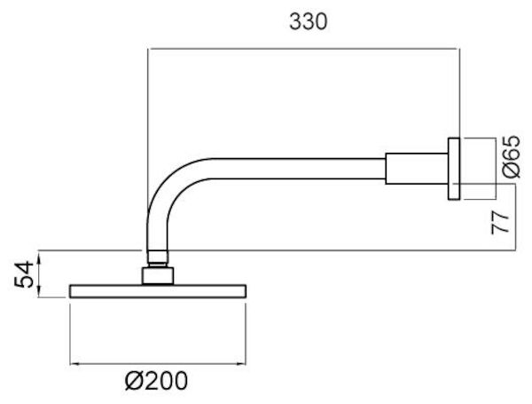Methven KROME OVERHEAD SHOWER STRAIGHT ARM 200MM