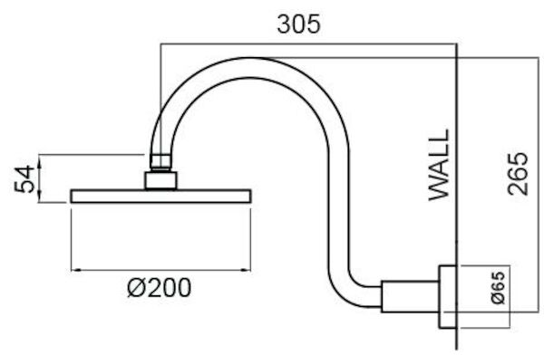 Methven KROME OVERHEAD SHOWER SWAN ARM 200MM