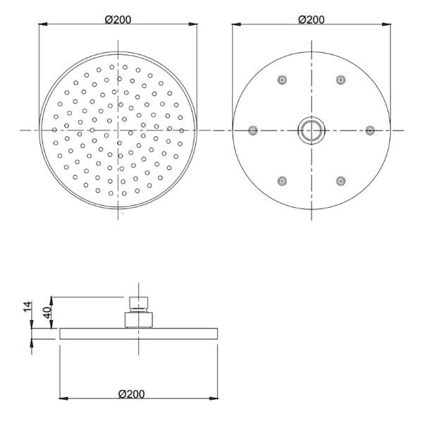 Methven ROUND OVERHEAD SHOWER 200MM