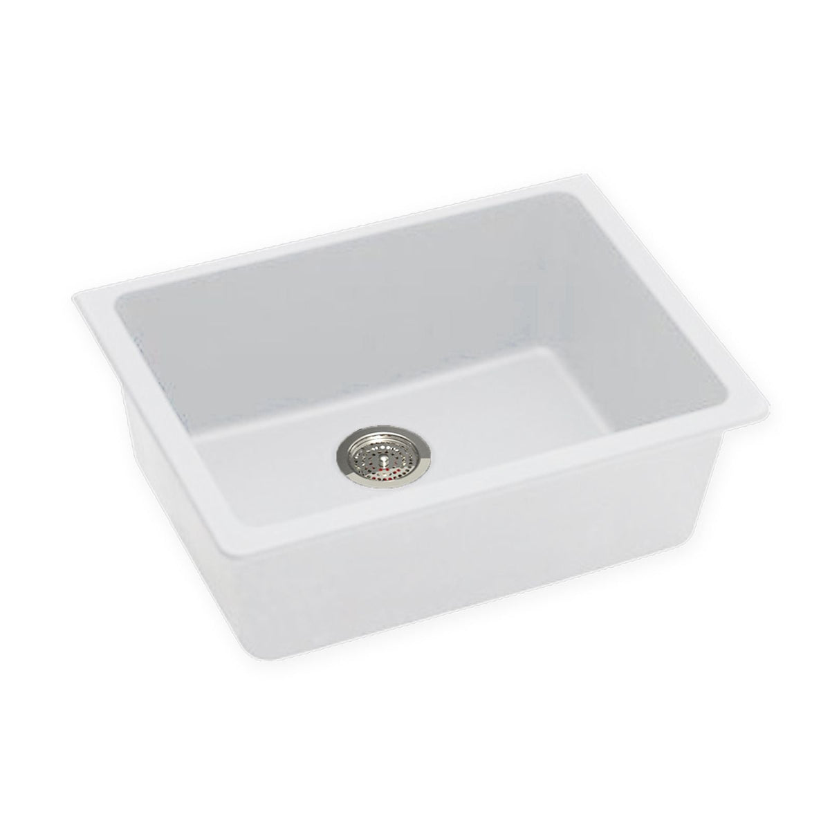 White Granite Quartz Stone Undermount Kitchen Sink Single Bowl | 635 x 470 x 241 mm