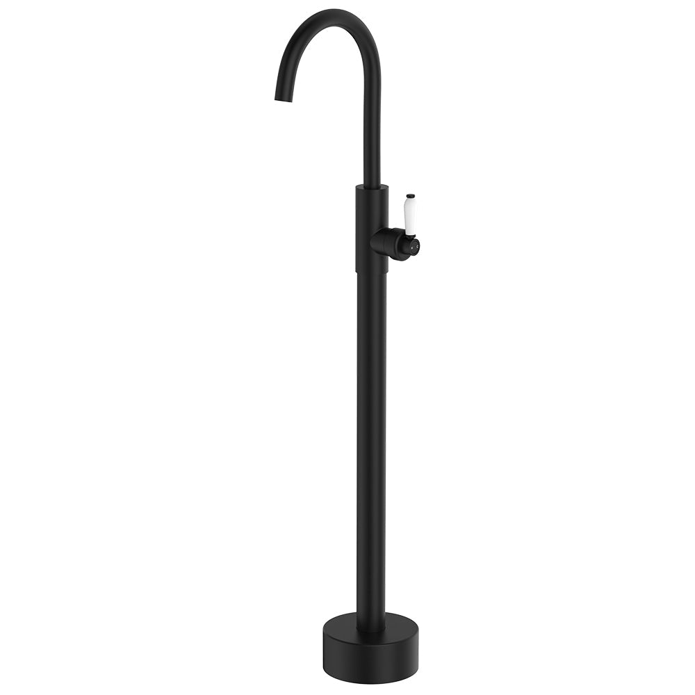 Eleanor Floor Mounted Basin/Bath Mixer - Matte Black / Ceramic