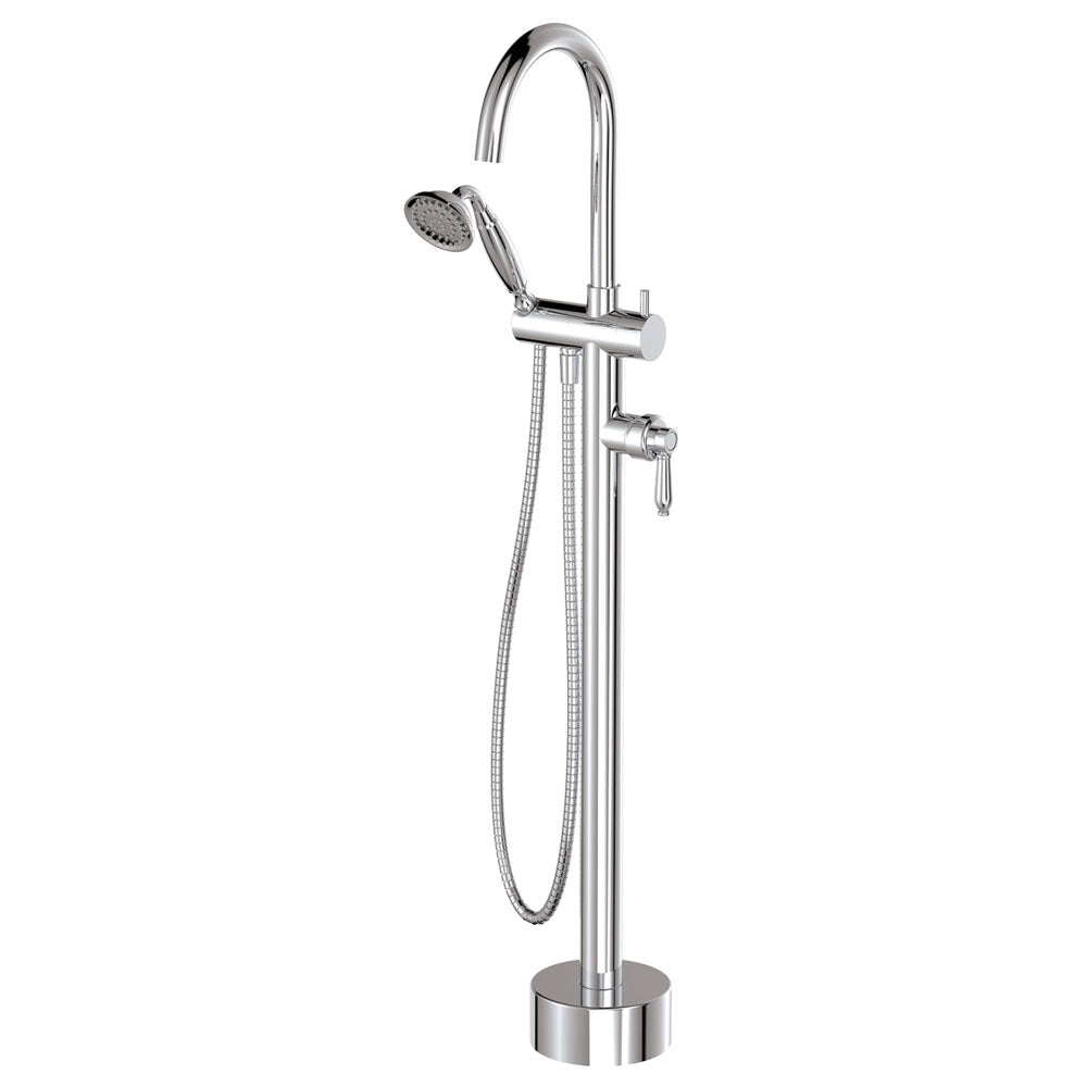 Eleanor Floor Mixer & Shower - Chrome / Chrome