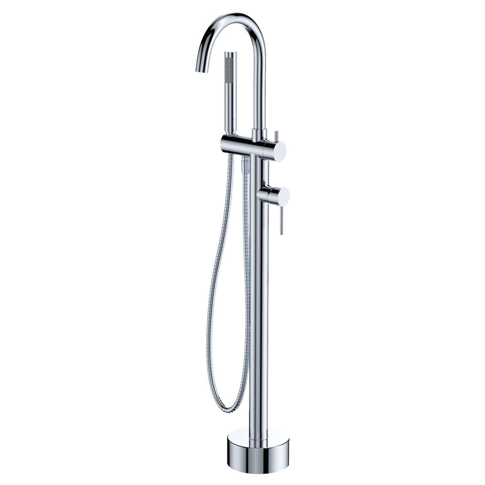 Kaya Floor Mounted Bath Mixer With Hand Shower - Brushed Copper