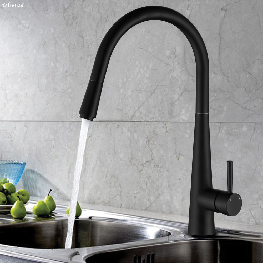 Hustle Deluxe Gooseneck Pull-Out Kitchen Mixer - Matte Black